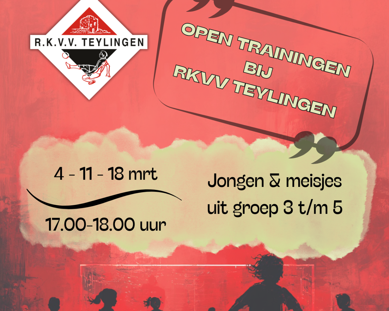 Open trainingen voor groep 3 t/m 5